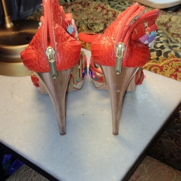 Sam Edelman Red and Purple Sandals with Beaded Straps - Picture 2 of 7